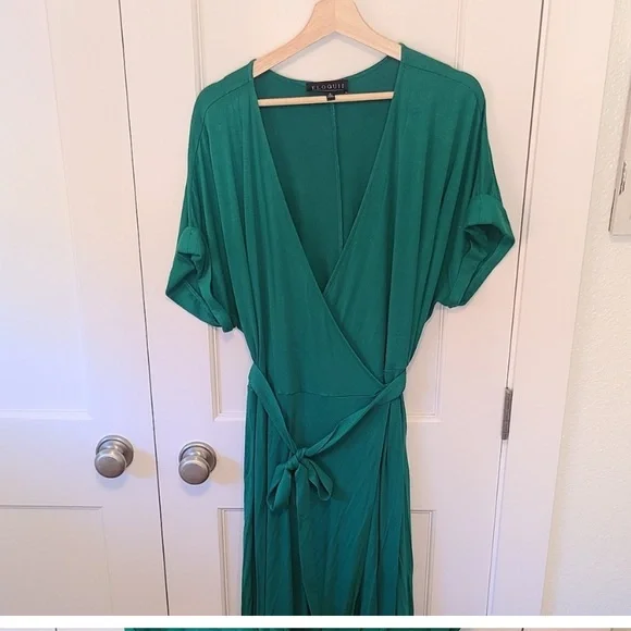 ELOQUII Maxi Wrap Dress, Kelly Green. Size 18 - Picture 2 of 4